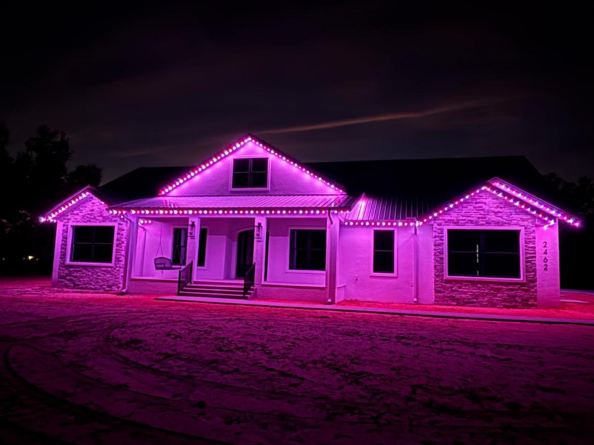 Color-Changing LED Facade Lighting on New Construction – Lutz Home